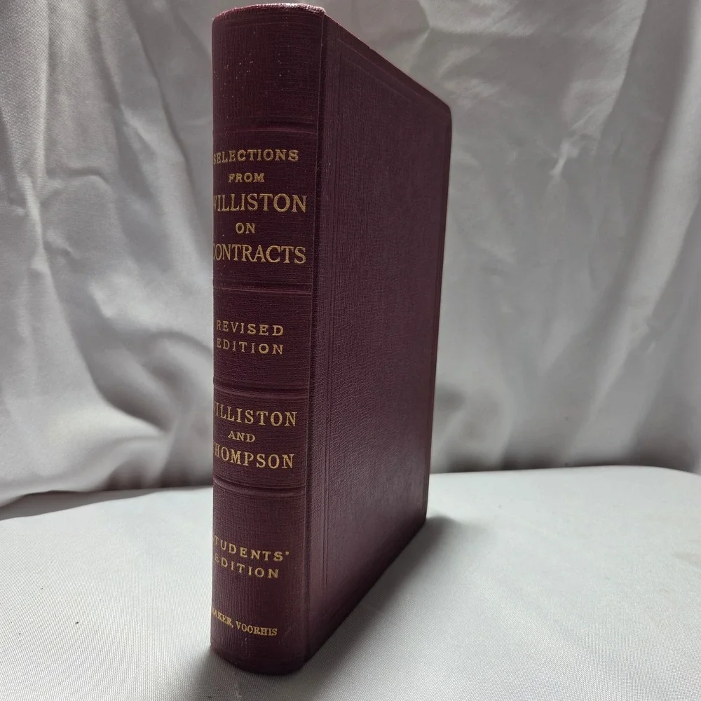 Williston on Contracts Law Book 1938 Revised Edition Samuel Williston‎ Thompson